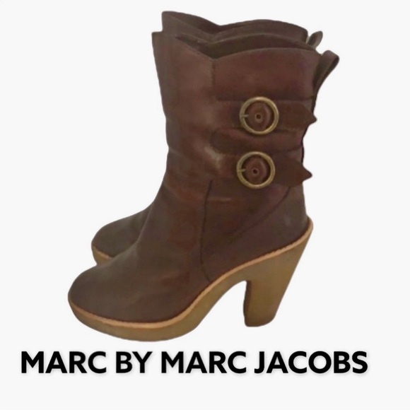 Authentic Marc by Marc Jacobs Sherpa lined leather designer boots sz 5 Euro 35 - Picture 1 of 8